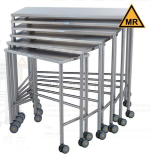 Blickman Industries Nested Instrument Table 40"W x 38"H x 20"D On Casters MRI Safe