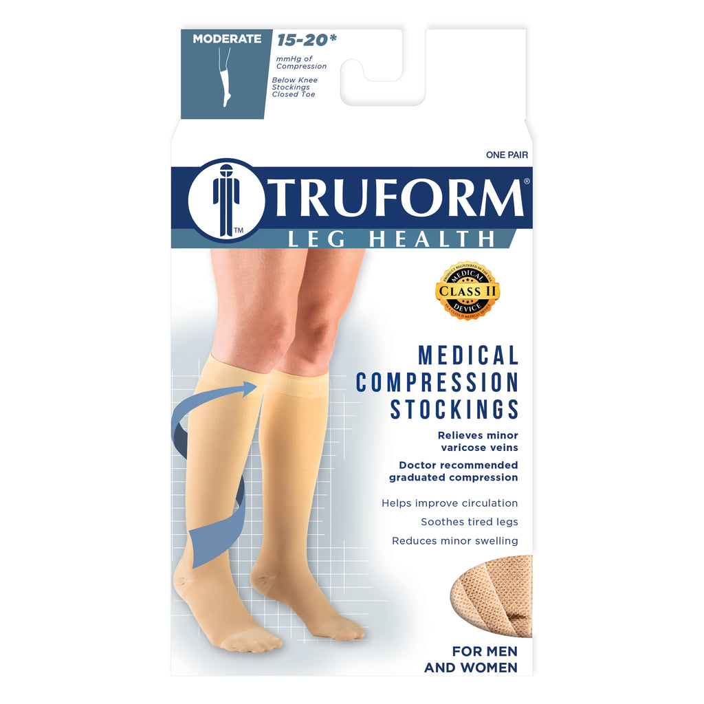 Truform Below Knee 15-20 mmHg Compression Sock, Black