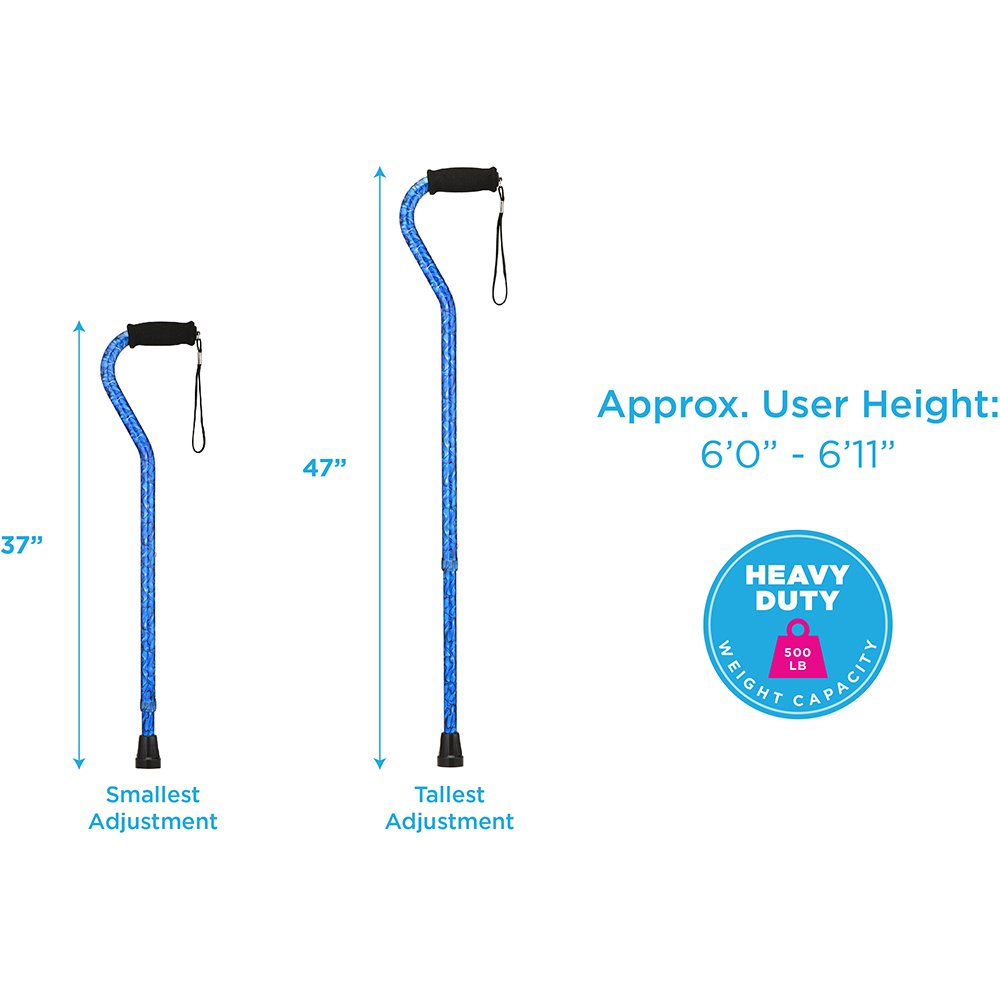 Nova Medical Products HD TALL OFFEST CANE BLUE WAVES