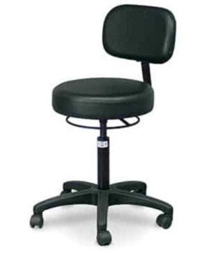 Stool w/ backrest & 360 ring,Air-Lift, Black