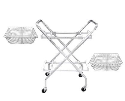 Blickman Industries Folding Utility Cart, (2) 12" Wire Baskets, Chrome