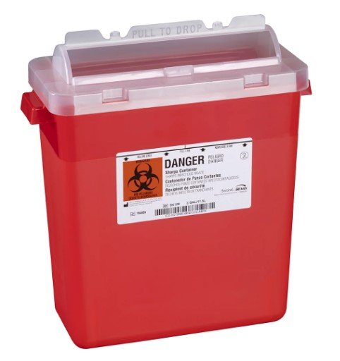 Bemis Health Care 3 Gallon Sharps Container 12EA/CS. Translucent Red