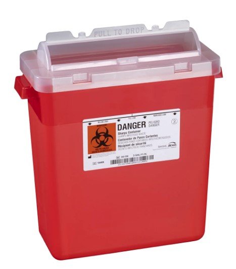 Bemis Health Care 3 Gallon Sharps Container, Translucent Red 12EA/CS