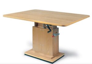 Hausmann Crank Hydraulic Work Table, 66"L x 48"W. Height adjustable 29"-41"