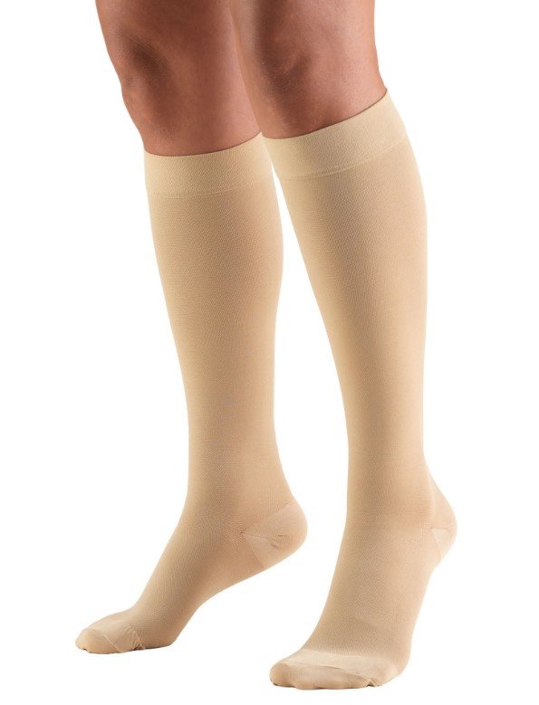 Truform THIGH HIGH 30-40 mmHg Closed Toe Compression Sock - BEIGE L (Pair)