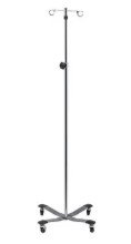 Clinton Industries IV Pole, heavy base w/ 2 hooks