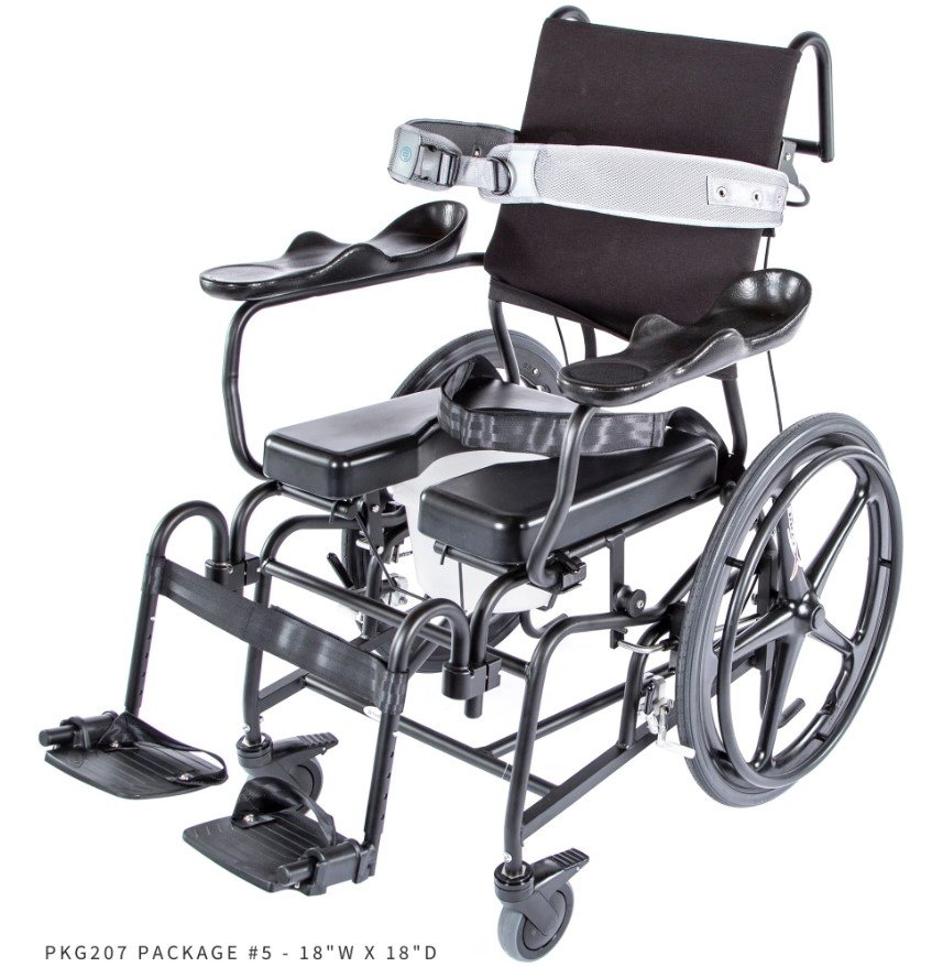 ActiveAid 285 Rehab Shower/Commode Chair-Tilt, 18"Wx18"D Stainless Steel Frame (PKG207)