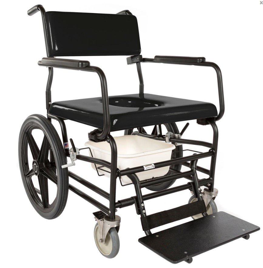 720 Bariatric Rehab Shower/Commode Chair - 20"Wx20"D Stainless Steel Frame