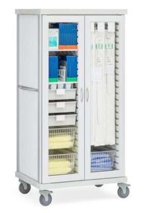 Innerspace Healthcare Roam 2 Compartment Supply Cart Aluminum-Glass Doors, Endovascular Cart