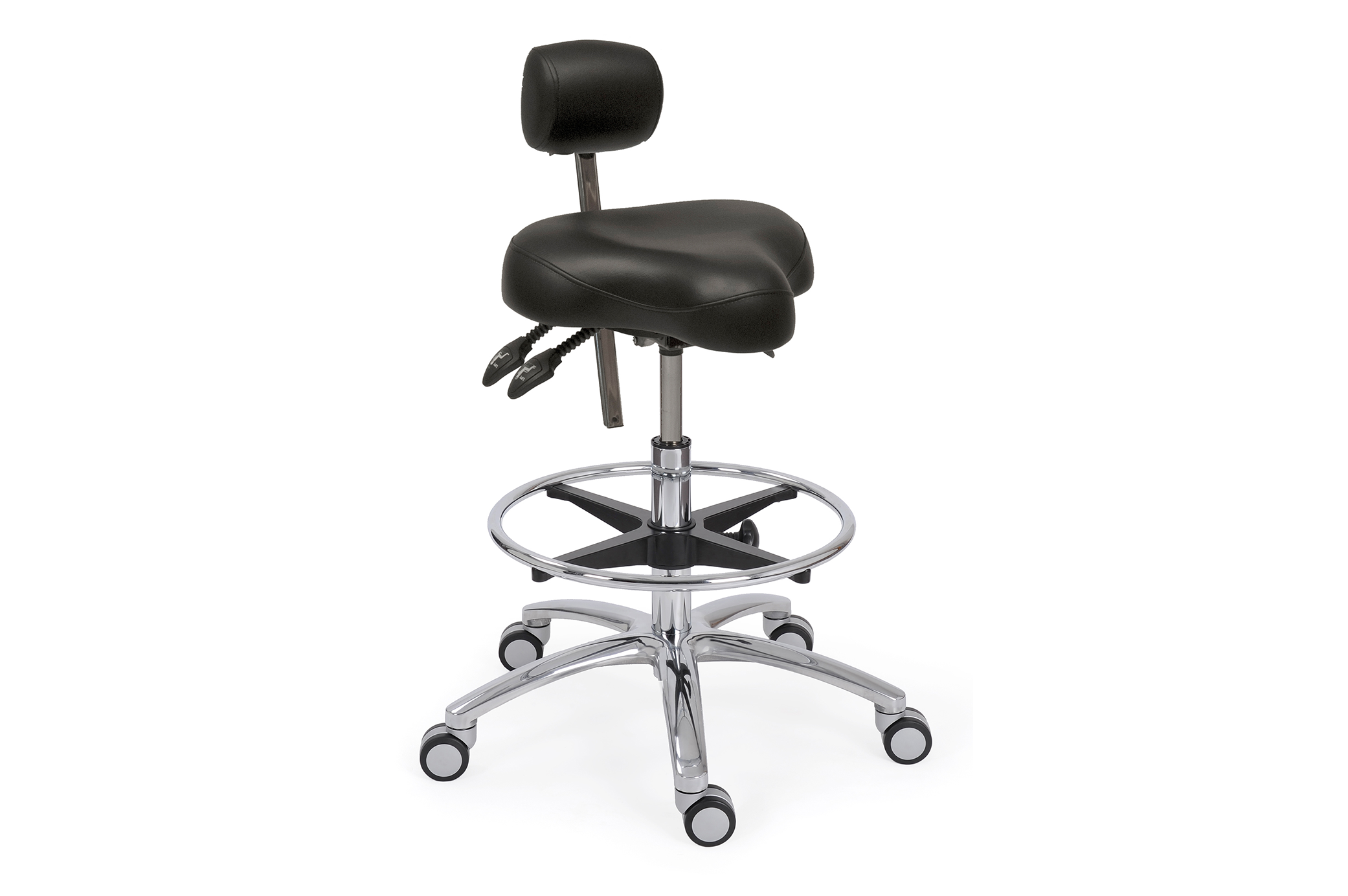 Midmark Operator Chair, Saddle Seat, Black, No Arms